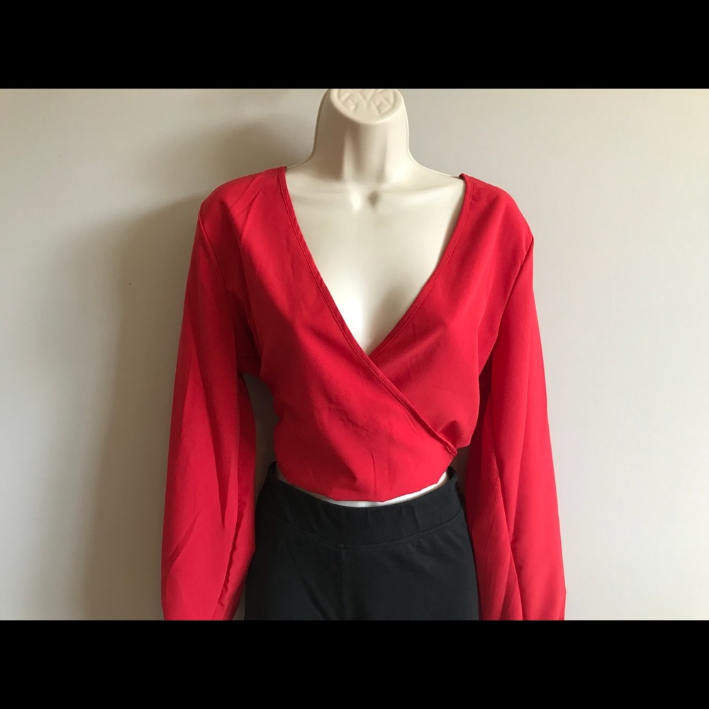 🌹Backless Wrap Bow Tie Blouse - Picture 5 of 8